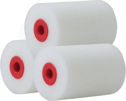 Set van 3x stuks schuim precisie verfrollers lakroller 2,5 x 5 cm - Verfspullen - Schildersbenodigheden