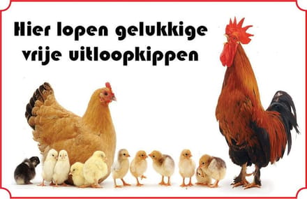 Bord Kippen - hier lopen gelukkige kippen