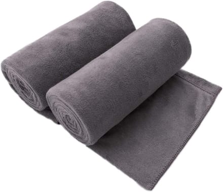 Famanu – Microvezel badhanddoeken set van 2, 76 x 152 cm, sneldrogend en pluisvrij, wafelstructuur, grijs
