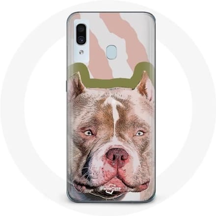 Coque - MANIACASE - Samsung Galaxy A20 - Chien de Pitbull - Marron - Souple marron