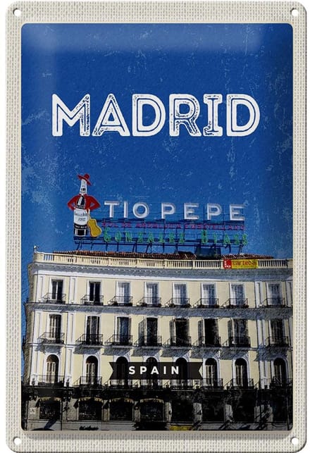 Blechschild Reise 20x30cm Madrid Tio Pepe Symbol