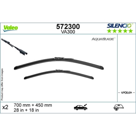 Wisserblad VALEO AquaBlade 572300, 700/450mm, Voor, 2 Stuk