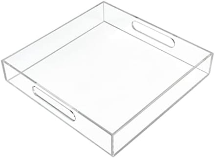 PromoHome Transparant Dienblad met Handgrepen - 30x30cm Multifunctioneel Serveerblad