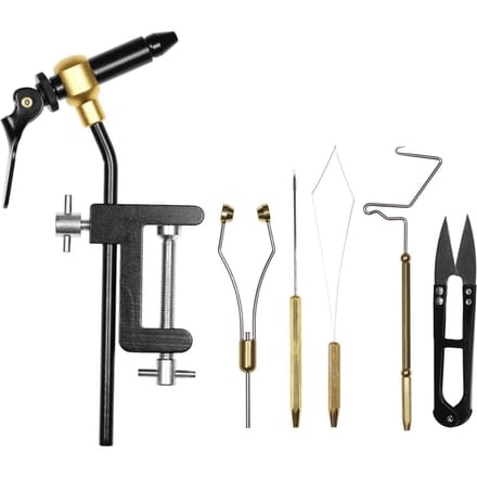 Kit combiné d'outils de montage de mouches 6 pièces, étau de montage de mouches, support de bobine, enfile-aiguille, fouet, ciseaux de finition 6pcs gray