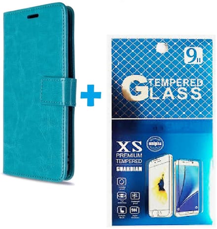 Portemonnee Bookcase Hoesje + 2 Pack Glas Geschikt voor: Samsung Galaxy A52 4G & 5G - turquoise