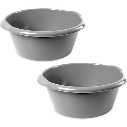 Hega Hoger Afwasteil - 2x - 10L - rond - zilver - 38 x 16 cm - afwasbak