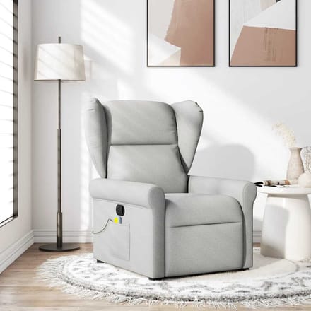 vidaXL - Massagestoel - verstelbaar - stof - wolk - grijs