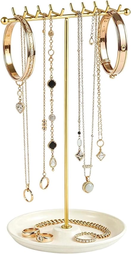 Sieraden Toren - Opbergrek Houder - Sieraden Presenteren - Met Boommotief - 20 cm Breed - Wit