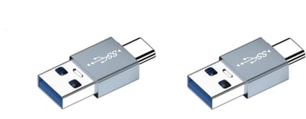 2-Pack Aluminiumlegering Type-C Male naar USB-A Male Rechte OTG Adapter