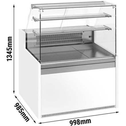 GGM Gastro Gebaksvitrine - 998x985mm - rechte ruit - met 1 deur - met 2 legroosters zilver