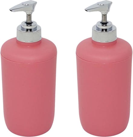 Concorde - Zeeppompje/zeepdispenser - 2x stuks - kunststof zalmroze 7 x 16 cm