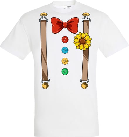 T-shirt Bretels Kostuum | Carnaval | Carnavalskleding Dames Heren | Wit | maat M