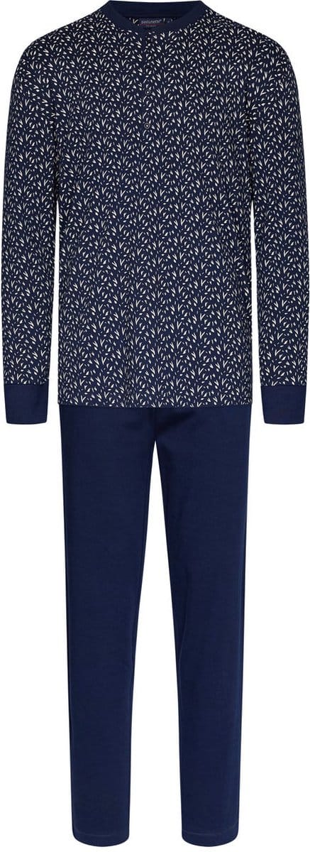 Warme heren pyjama fijn patroon Thomas - Blauw - Maat - M