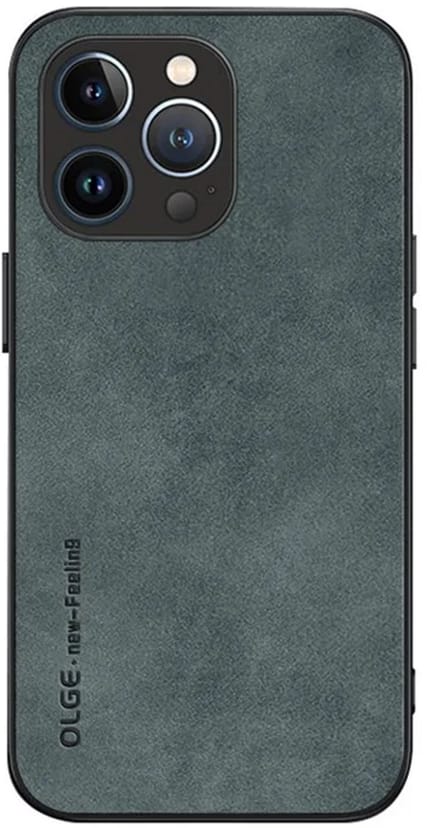Cityhoesje - iPhone 15 Pro Max - Olge -Shockproof - Back Cover - PU Leather Coated - Backcase - Groen