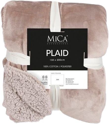 Mica Decorations Mardy Fleece Plaid - L200 x B150 cm - Polyester - Beige