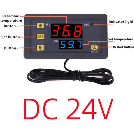 W3230 Digitale temperatuurregelaar LED-display 12V / 24V / AC110-220V Microcomputer Thermostaatschakelaar Regulator Warmte- / koelingthermoregulator met sensor 24V