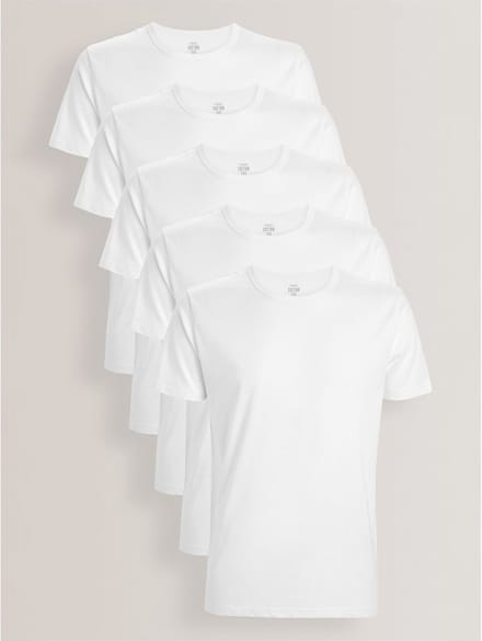 Next - Heren - Set van 5 100% katoenen T-shirts met laagjes - Wit