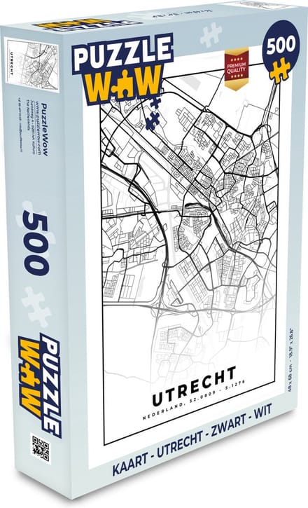 Puzzel Kaart - Utrecht - Zwart - Wit - Legpuzzel - Puzzel 500 stukjes