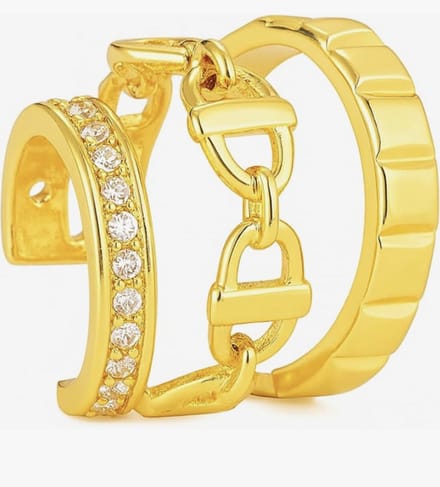 Ear cuff 3 rijen | goud gekleurd