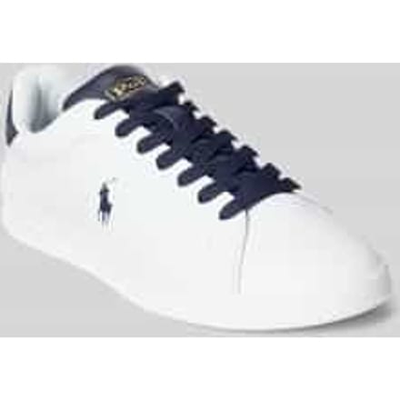 Sneakers van echt leer met gestikt logo