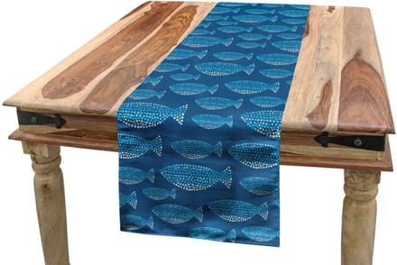 ABAKUHAUS Vis-tafelloper – Blauw Waterleven – 40x225 cm