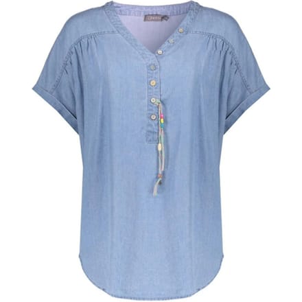 Geisha blauwe dames blouse   V-hals   Regular fit   Knoopsluiting   Korte mouw Blauw M