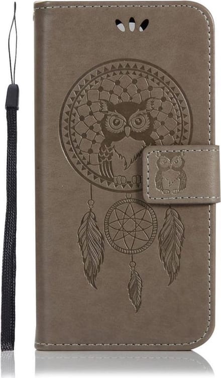 Shop4 - Geschikt voor Nokia 3.1 (2018) Hoesje - Wallet Case Dromenvanger Uil Grijs