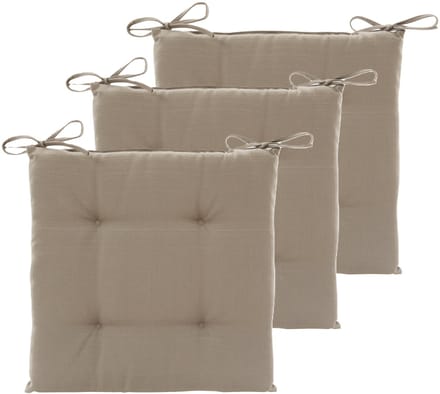 Hespiride Stoelkussen Altea - 3x - 40 x 40 cm - lichtbruin - vierkant - polyester - tuinkussen - buiten