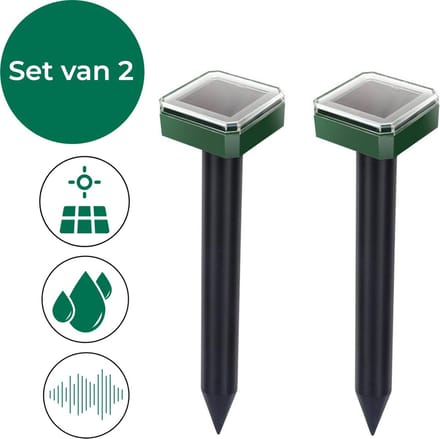 Verminate® 2-Pack Mollenverjager op Zonne Energie - Mollen Verjager - Mollen Bestrijding - Mollenklem