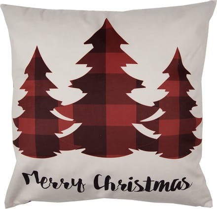 Clayre & Eef Kussenhoes 45x45 cm Rood Beige Polyester Kerstbomen