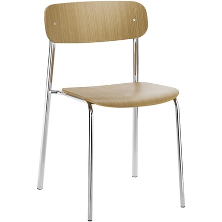 Thonet S 243 Stalen buisstoel - eiken helder gelakt - verchroomd