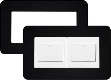 2x Zwarte Decoratieve Afdekplaten voor Dubbele Lichtschakelaar - Wanddecoratie