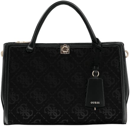 GUESS schoudertas handtas Audrey Logo Girlfriend Satchel Black Logo zwart