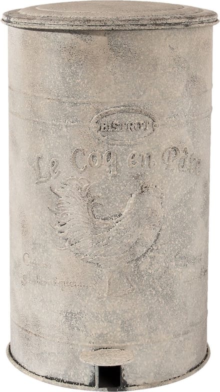 Clayre & Eef Pedaalemmer 12000 ml Wit IJzer Kip