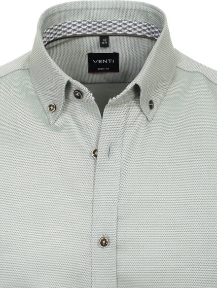 Venti Groen Overhemd Button Down Boord Body Fit - XXL