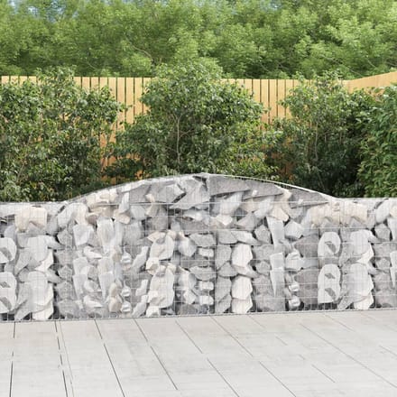 vidaXL - Schanskorven - 4 - st - gewelfd - 400x30x80/100 - cm - ijzer