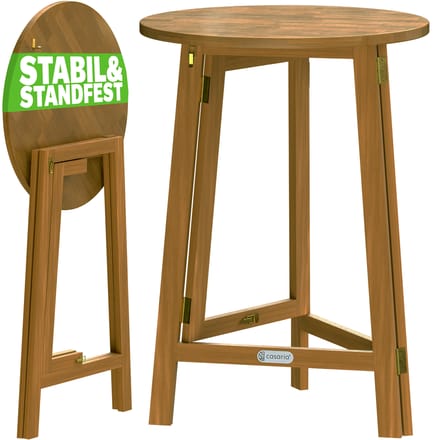 Casaria Statafel \u2013 Acaciahout Inklapbaar 110cm Hoog \u2013 Rond \u00d880 cm