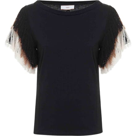 T-shirt met franje Vrouw Akep op de mouwen