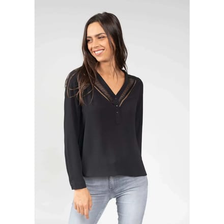 DEELUXE Effen crêpe blouseVALERIA Black