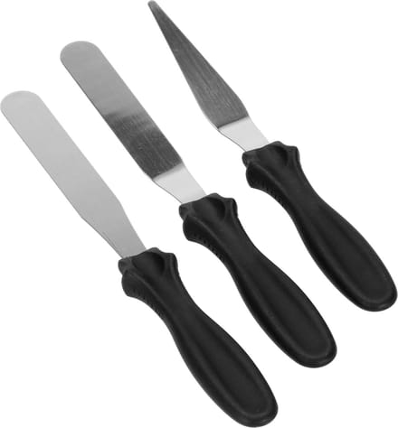 Springos Spatel - Paletmes - 3 stuks - Zwart/Zilver