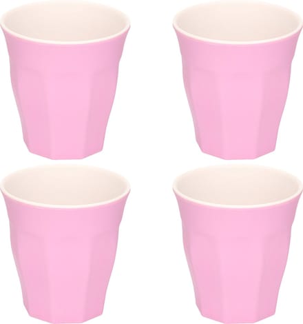 Onbreekbare kunststof/melamine - 4x stuks - roze - drinkbeker - 9 x 8.7 cm - outdoor