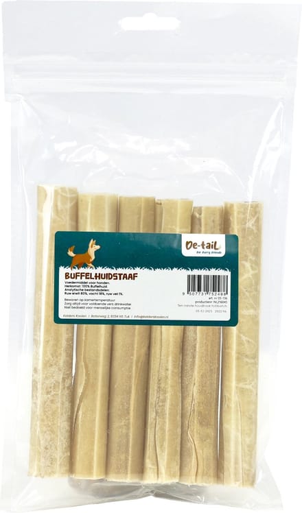 De-Tail Kauwrol 15mmx13 cm buffelhuid 25 gram per stuk 6 pack