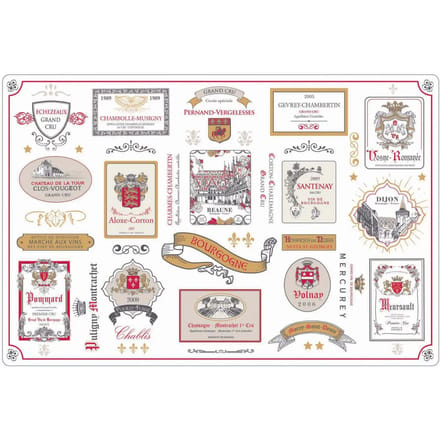 Donkerrode placemat met meerdere labels Winkler