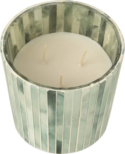 J-Line geurkaars Noa - Seaside Bliss - glas - lichtblauw - small - 45U