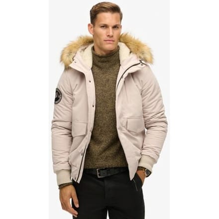 Superdry Everest Pufferbomberjack met Capuchon Beige Grootte: S