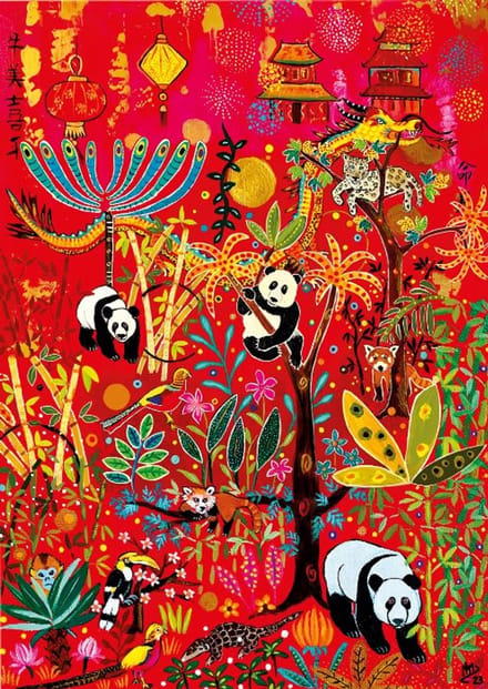 Magnolia legpuzzel Pandas - 1000 stukjes kleurrijk speelgoed.