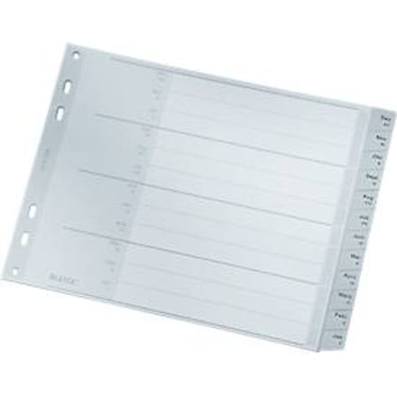 LEITZ® kunststof indexbladen, kalender dec.-jan. (12 bladen), nr. 1288