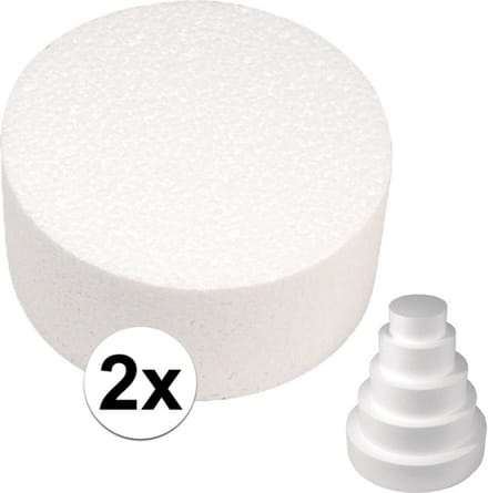 Piepschuim schijf vormen - 2x - 25 cm breed en 7 cm dik - hobby knutselen figuren - wit
