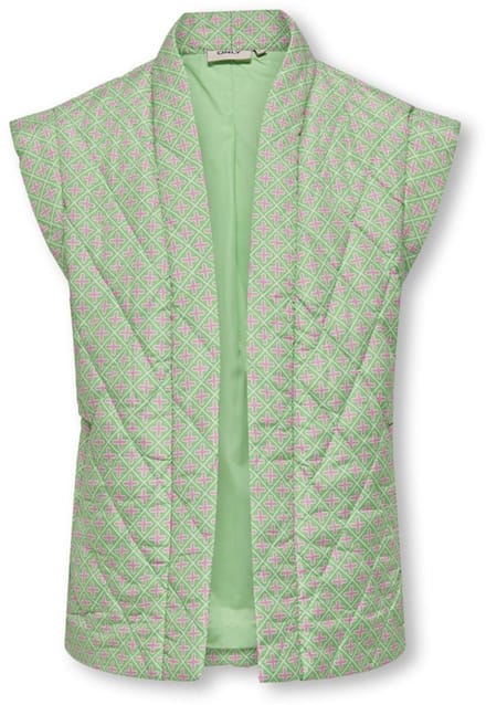 ONLY KOGCEMMA AOP QUILT VEST CS PNT Meisjes Jas - Spring BouquetPattern:Begonia Pink/Cloud Dancer - Maat 152