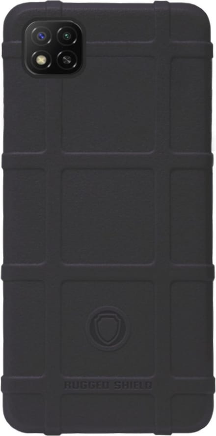 RUGGED SHIELD Rubber Bumper Case Hoesje Geschikt voor Xiaomi Redmi 9C - Zwart